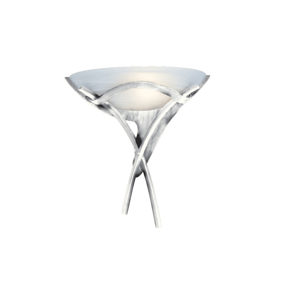 Searchlight 0104SI Wall -1 Light Wall Bracket Antique Silver Alabaster Glass