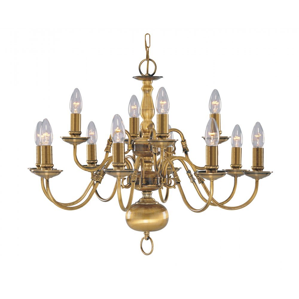 Searchlight 1019-12AB Flemish - 12 Light Ceiling Antique Brass