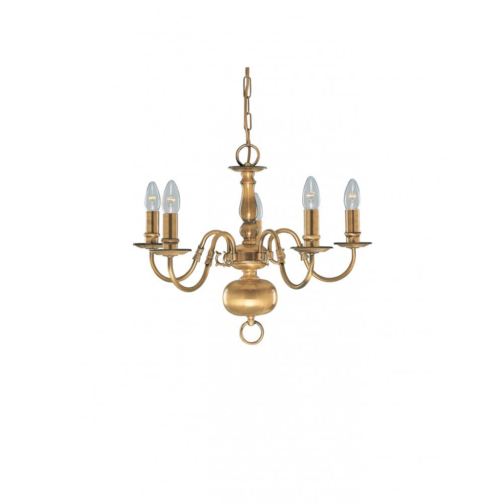 Searchlight 1019-5AB Flemish - 5 Light Ceiling Antique Brass