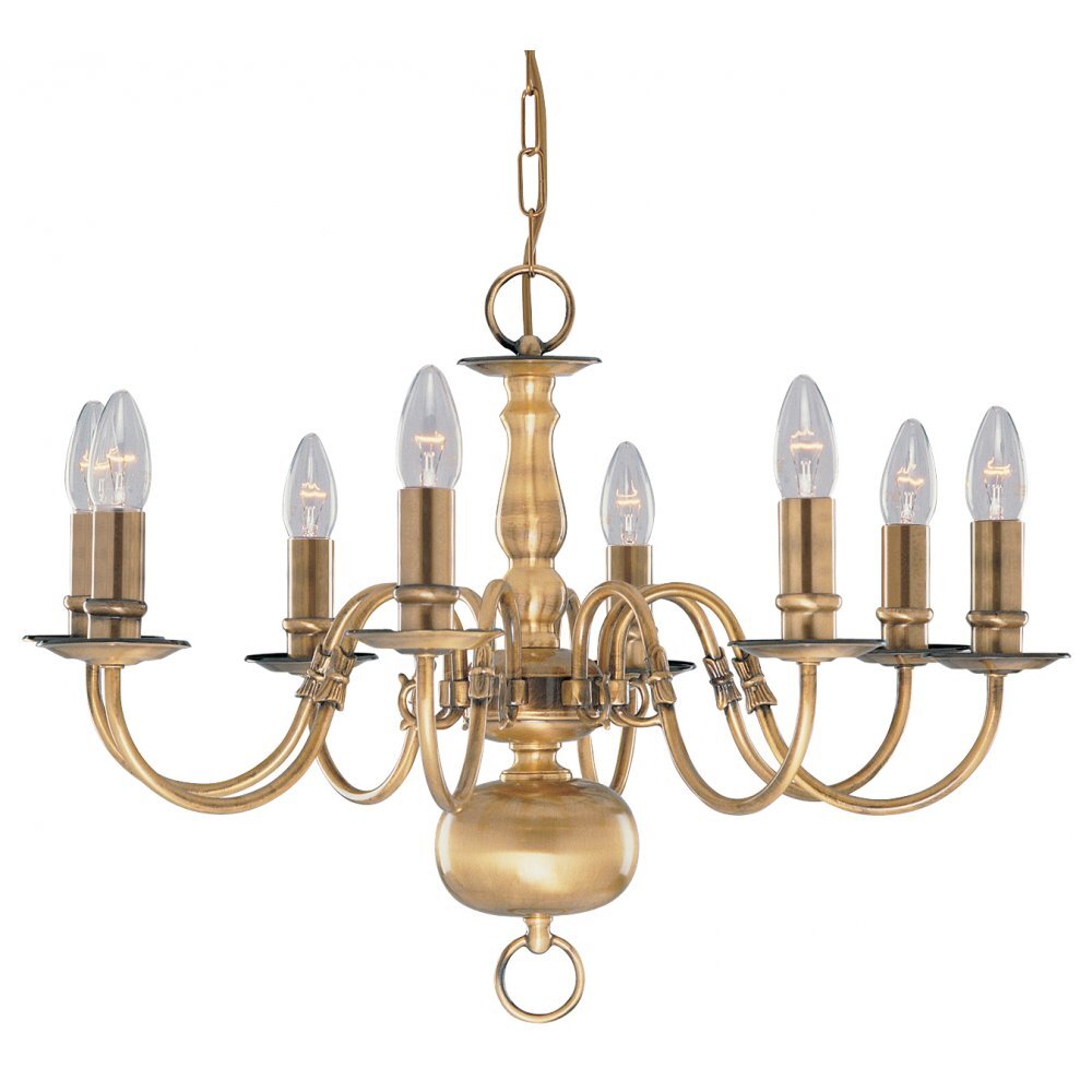 Searchlight 1019-8AB Flemish - 8 Light Ceiling Antique Brass