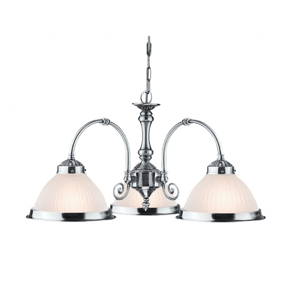 Searchlight 1043-3 American Diner - 3 Light Ceiling Satin Silver Acid Glass