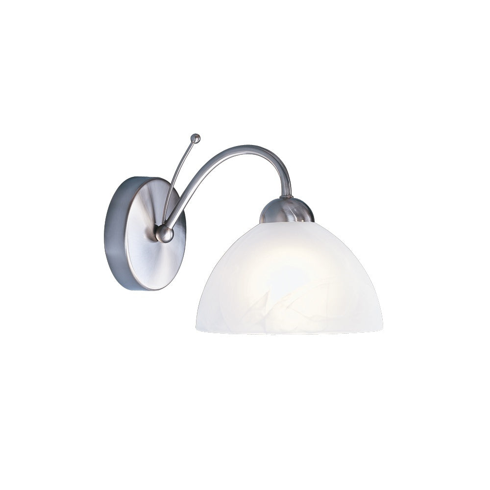 Searchlight 1131-1SS Milanese - 1 Light Wall Bracket Satin Silver Alabaster Glass
