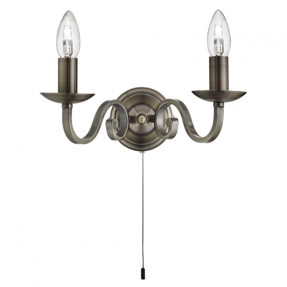 Searchlight 1502-2AB Richmond - 2 Light Wall Bracket Antique Brass Scroll Arms