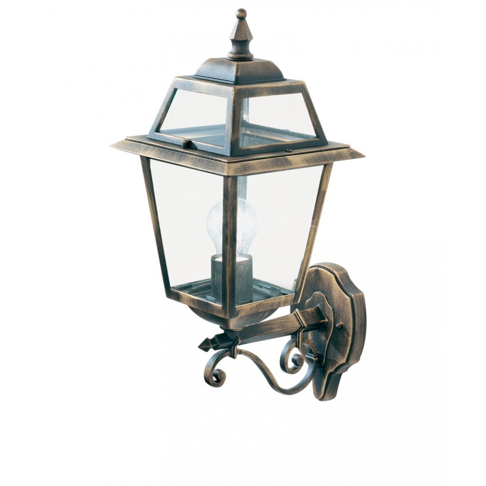 Searchlight 1521 New Orleans - 1 Light Outdoor (up Light) Wall Bracket Black Gold Clear Glass