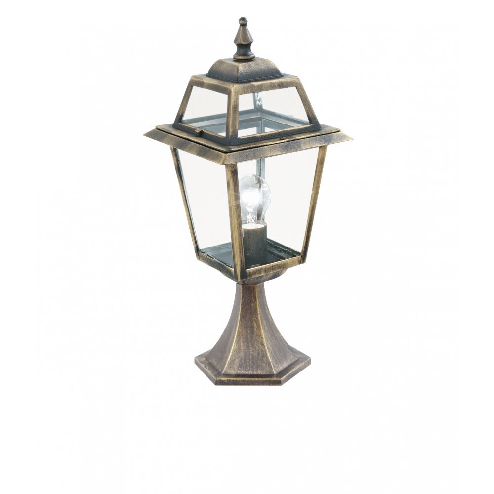 Searchlight 1524 New Orleans - 1 Light Outdoor Post (height 50cm) Black Gold Clear Glass