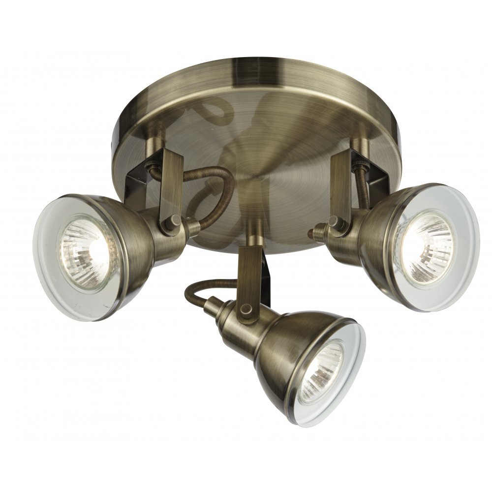 Searchlight 1543AB Focus - 3 Light Spotlight Disc Antique Brass