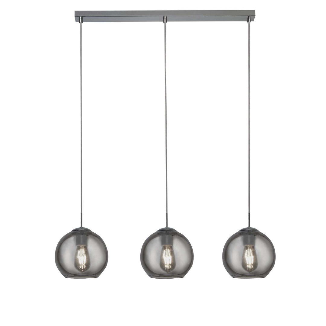 Searchlight 1623-3SM Pendant 3 Light Bar Chrome With Smoke Glass