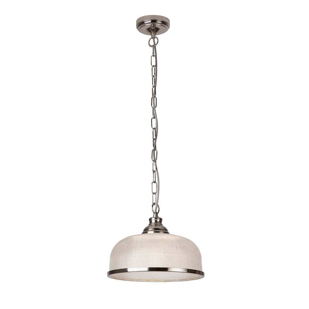 Searchlight 1682SS Bistro Ii - 1 Light Pendant Satin Silver Halophane Glass