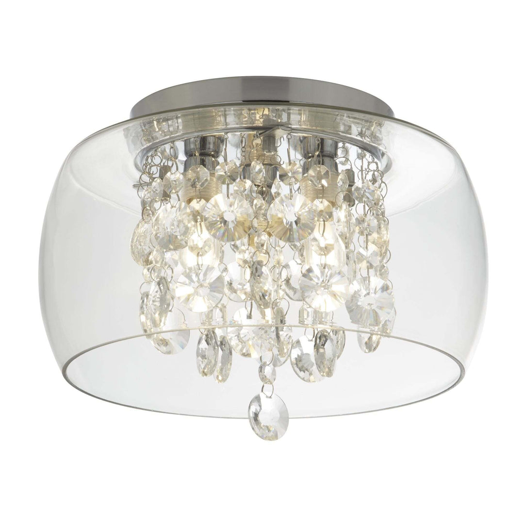 Searchlight 1773CC Bathroom Clear Glass Shade 3 Light Flush Crystal Drops