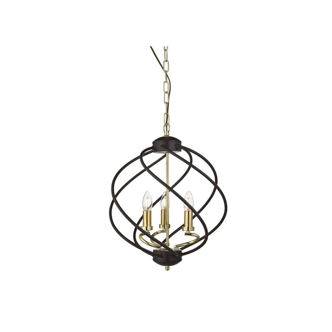 Searchlight 1803-3BK Flow 3 Light Pendant Black Gold
