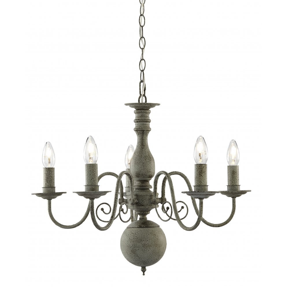 Searchlight 2265-5GY Greythorne - 5 Light Ceiling Textured Grey Finish