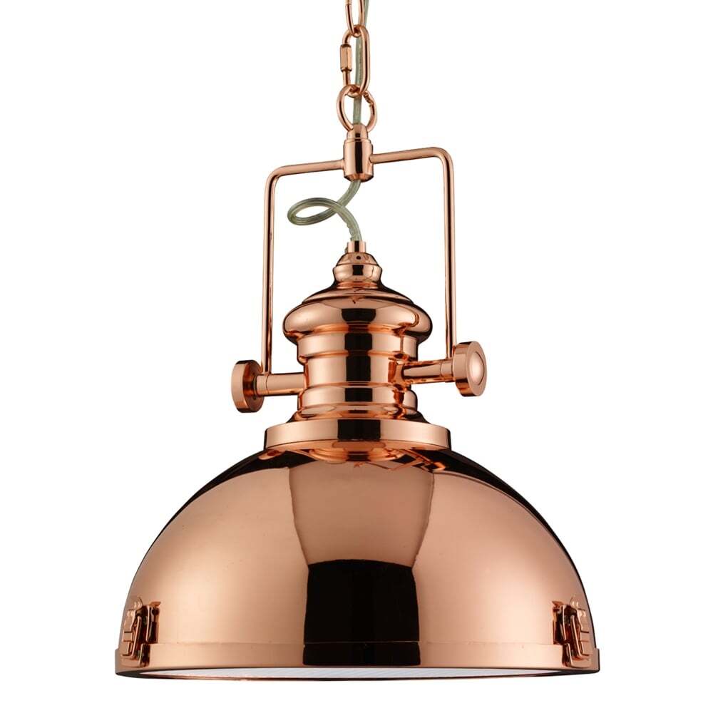 Searchlight 2297CU Industrial Pendant 1 Light Copper Clear Lens
