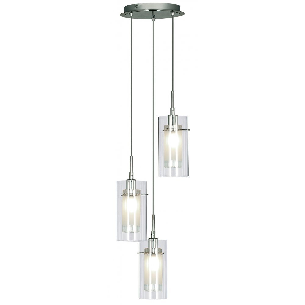 Searchlight 2300-3 Duo I - Ss Double Glass 3 Light Pendant