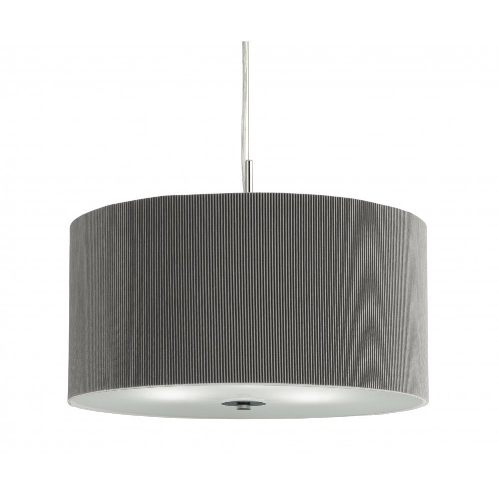 Searchlight 2356-60SI Drum Pleat Pendant 3 Light Pleated Shade Pendant Silver