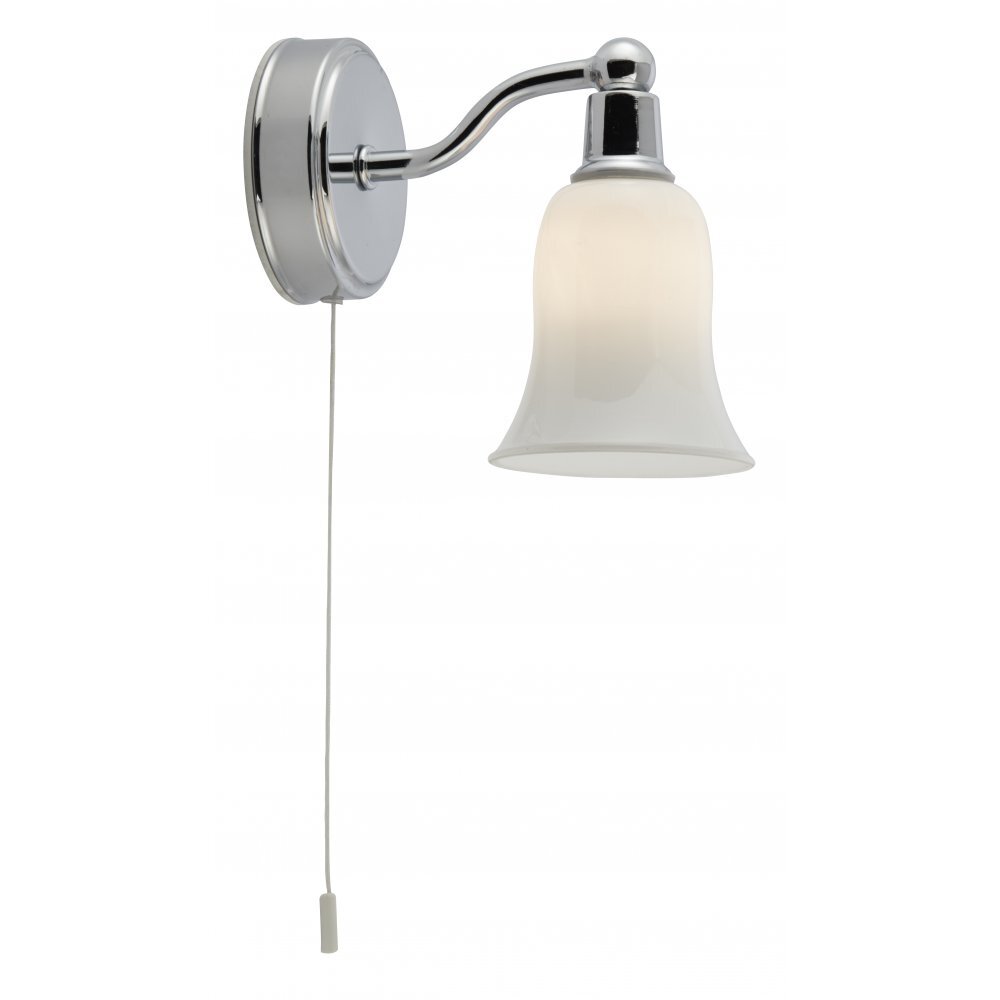 Searchlight 2931-1CC | Belvue LED Wall Light | Chrome & White | Bathroom Safe