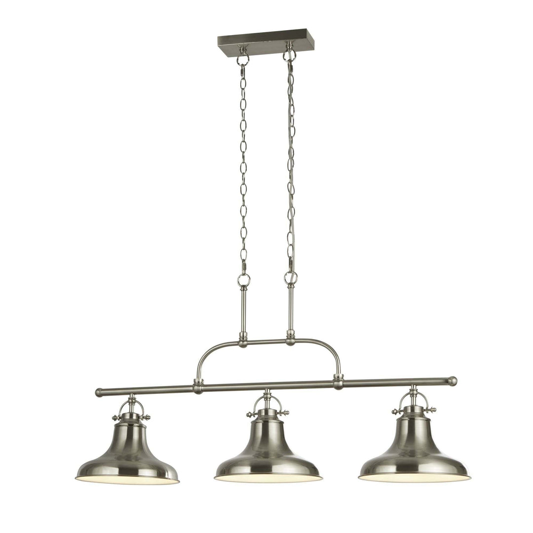 Searchlight 3193-3SS Dallas 3 Light Industrial Bar Pendant Satin Silver