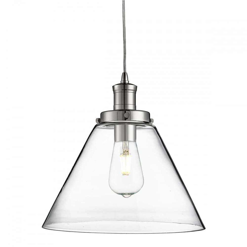 Searchlight 3228CC Pyramid 1 Light Pendant Chrome Clear Pyramid Glass Shade