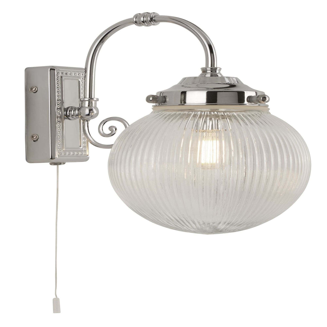 Searchlight 3259CC Belvue 1 Light Bathroom Wall Light Clear Globe Shade Chrome