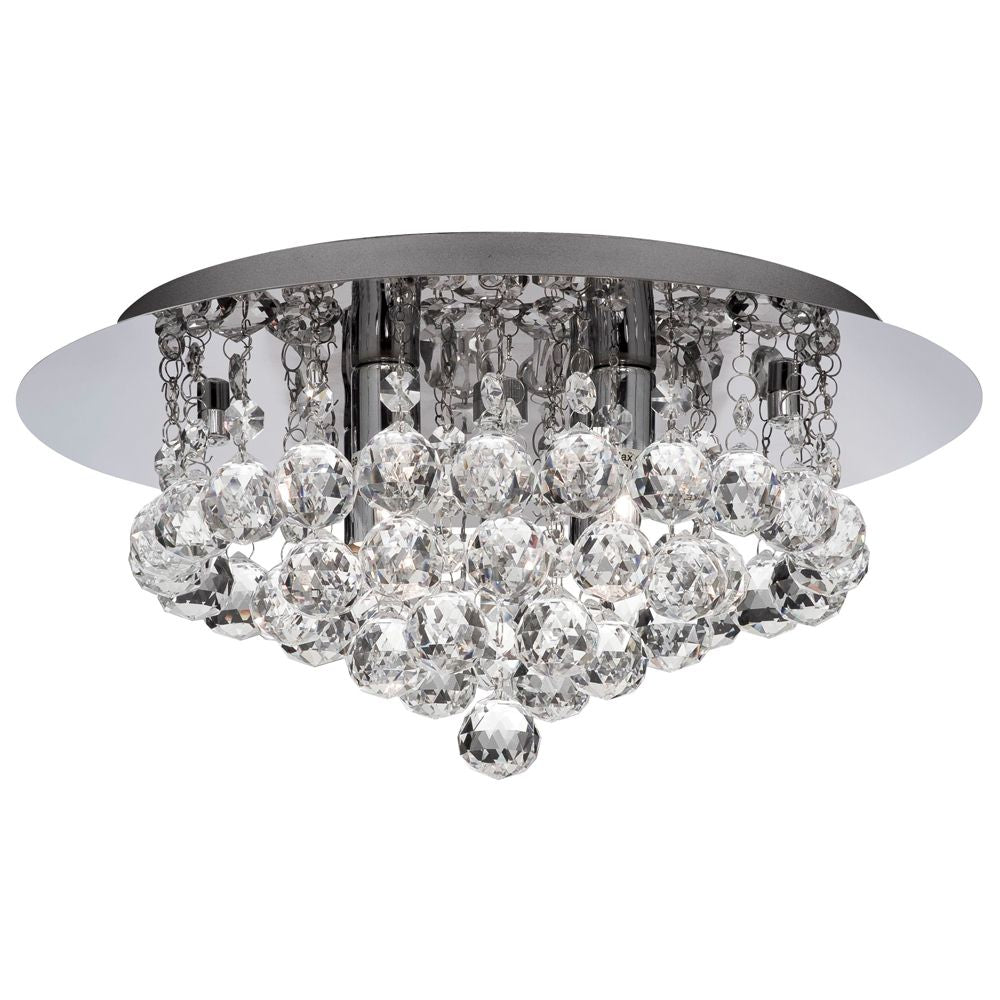 Searchlight 3404-4CC Hanna 4 Light Chrome Flush Clear Crystal Balls