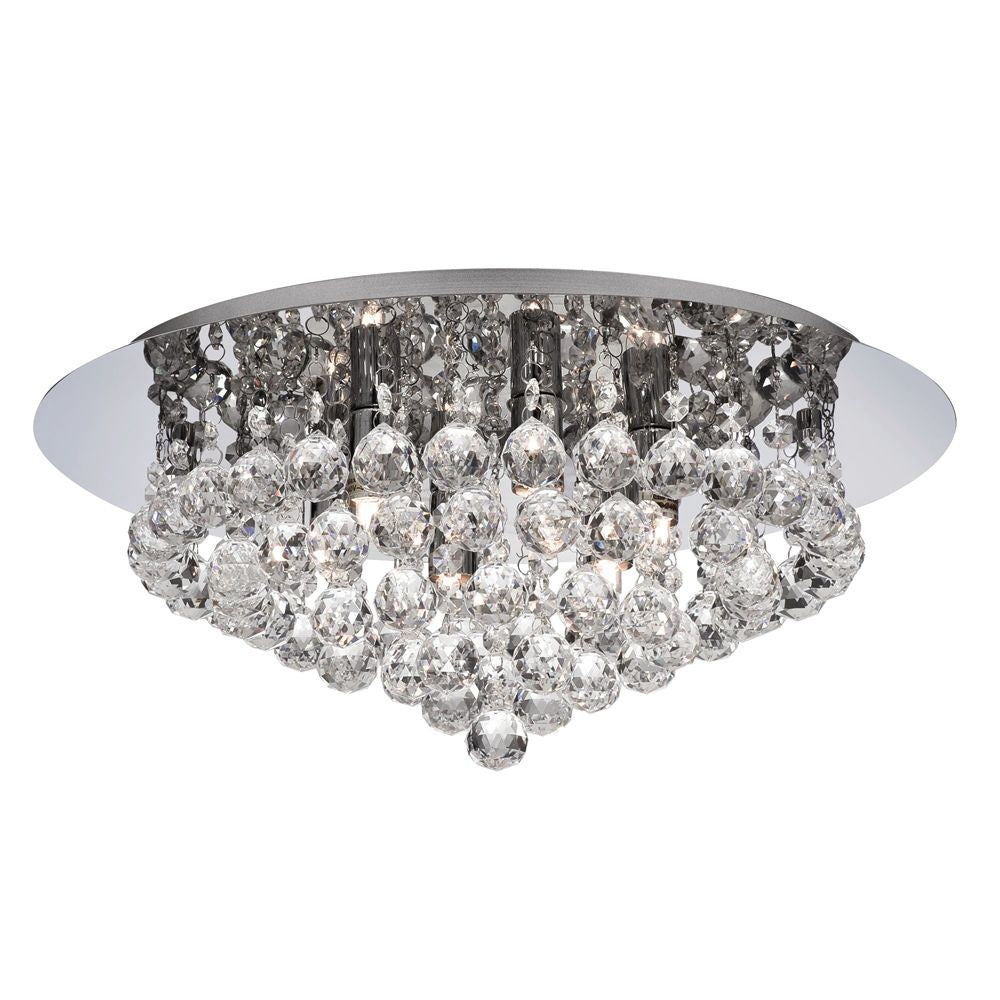 Searchlight 3406-6CC Hanna 6 Light Chrome Flush Clear Crystal Balls