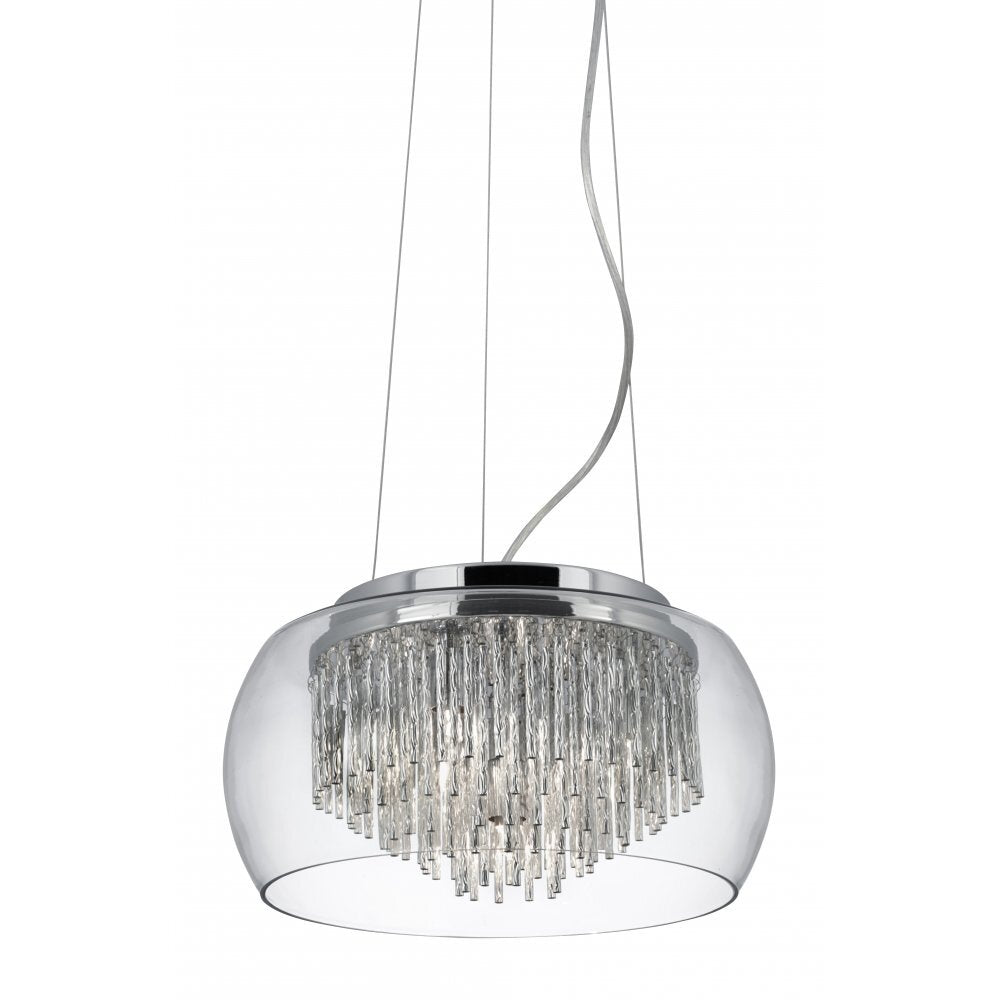 Searchlight 3624-4CC Curva - Clear Gls Shade 4 Light Pendant/aluminium Spiral Tubes