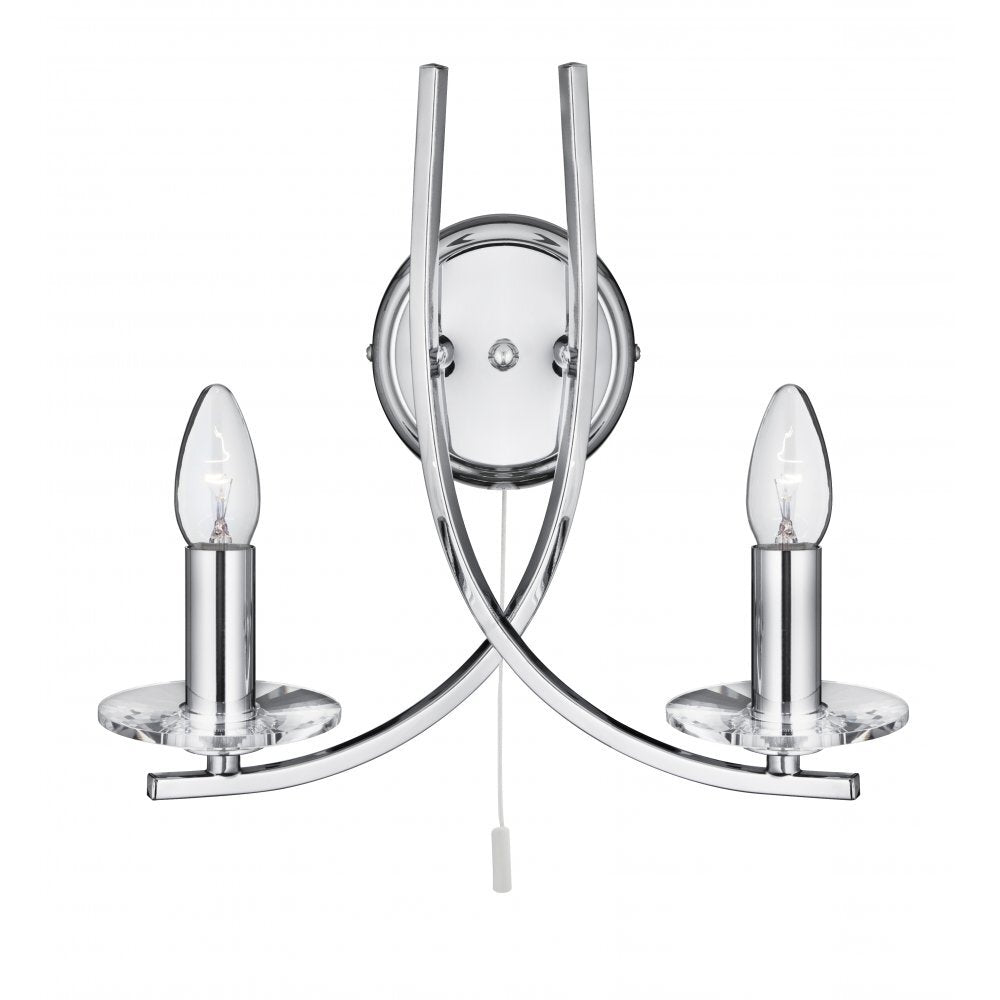 Searchlight 4162-2CC Ascona - 2 Light Wall Bracket Chrome Twist Frame With Clear Glass Sconces