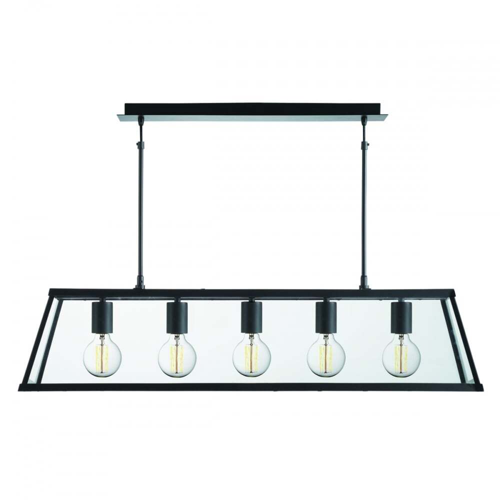 Searchlight 4614-5BK Voyager 5 Light Lantern Bar Matt Black Glass