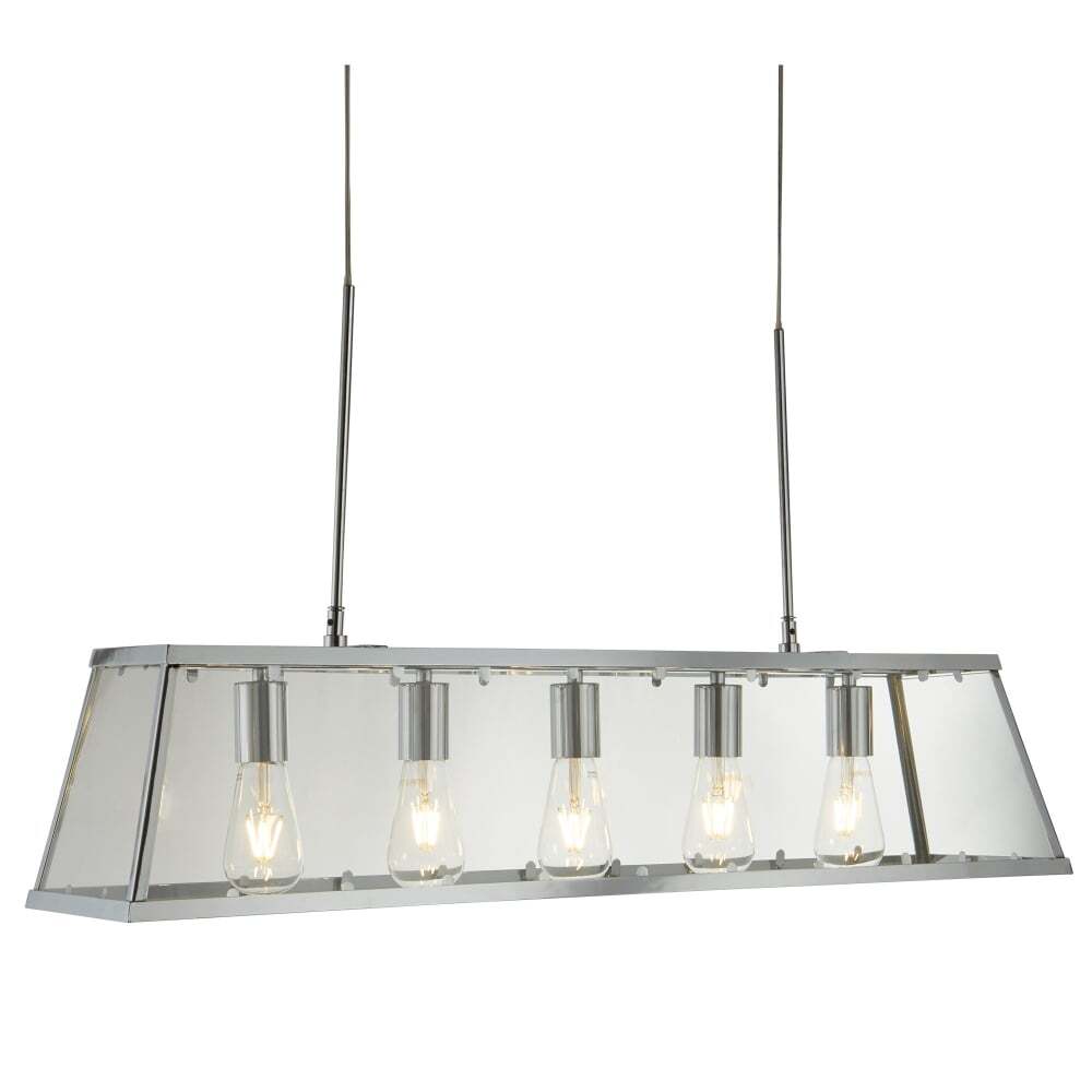 Searchlight 4614-5CC Voyager 5 Light Lantern Bar Chrome Glass