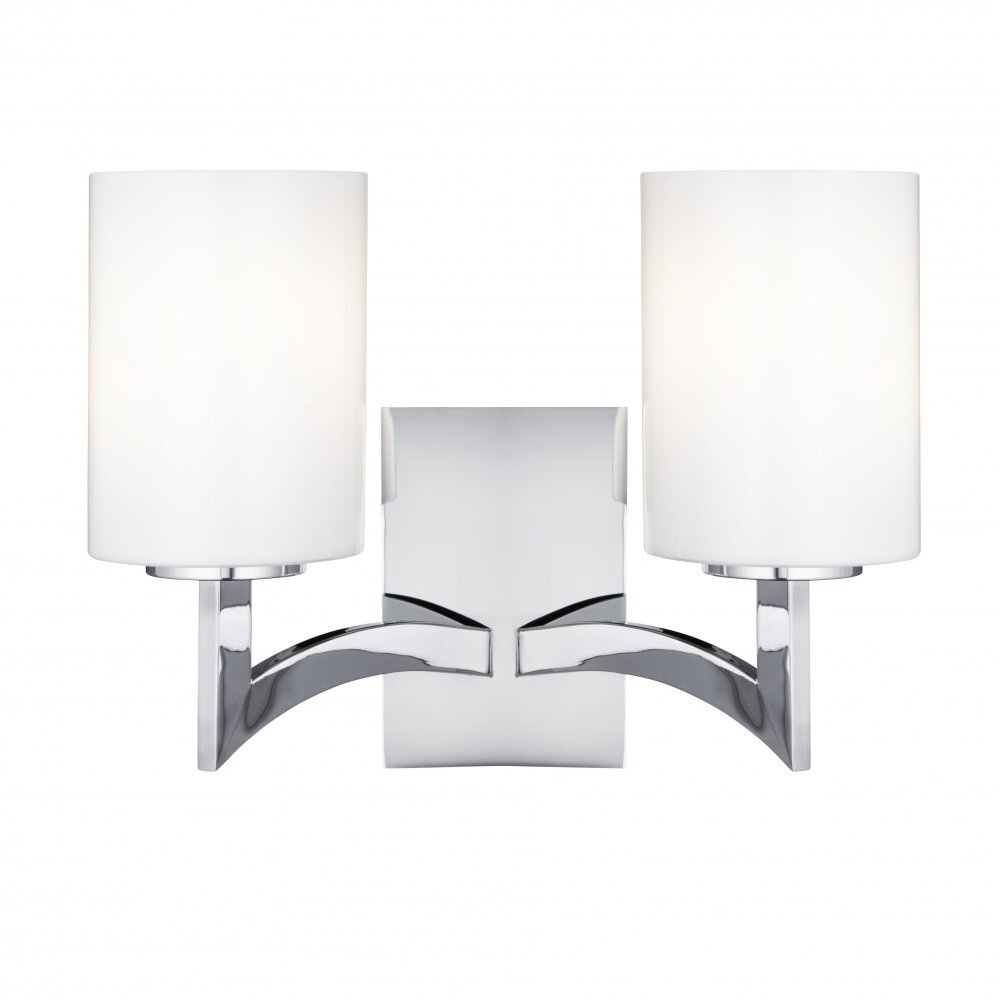 Searchlight 4992-2CC Gina 2 Light Chrome Wall With Opal White Glass Cylinder Shades