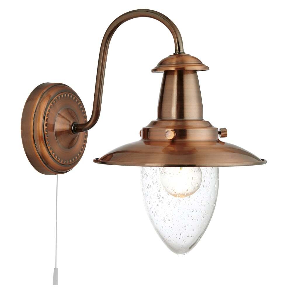 Searchlight 5331-1CU Fisherman Copper Wall Light With Seeded Glass Shade