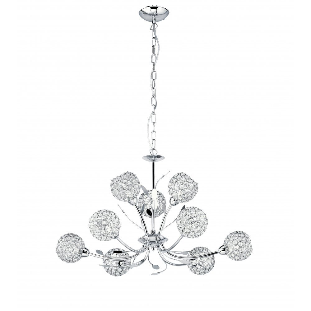 Searchlight 5579-9CC Bellis Ii - 9 Light Ceiling Chrome Clear Glass Deco Shade