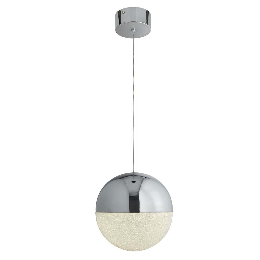 Searchlight 5841CC Marbles 1 Light LED Globe Pendant Crushed Ice Effect Shade