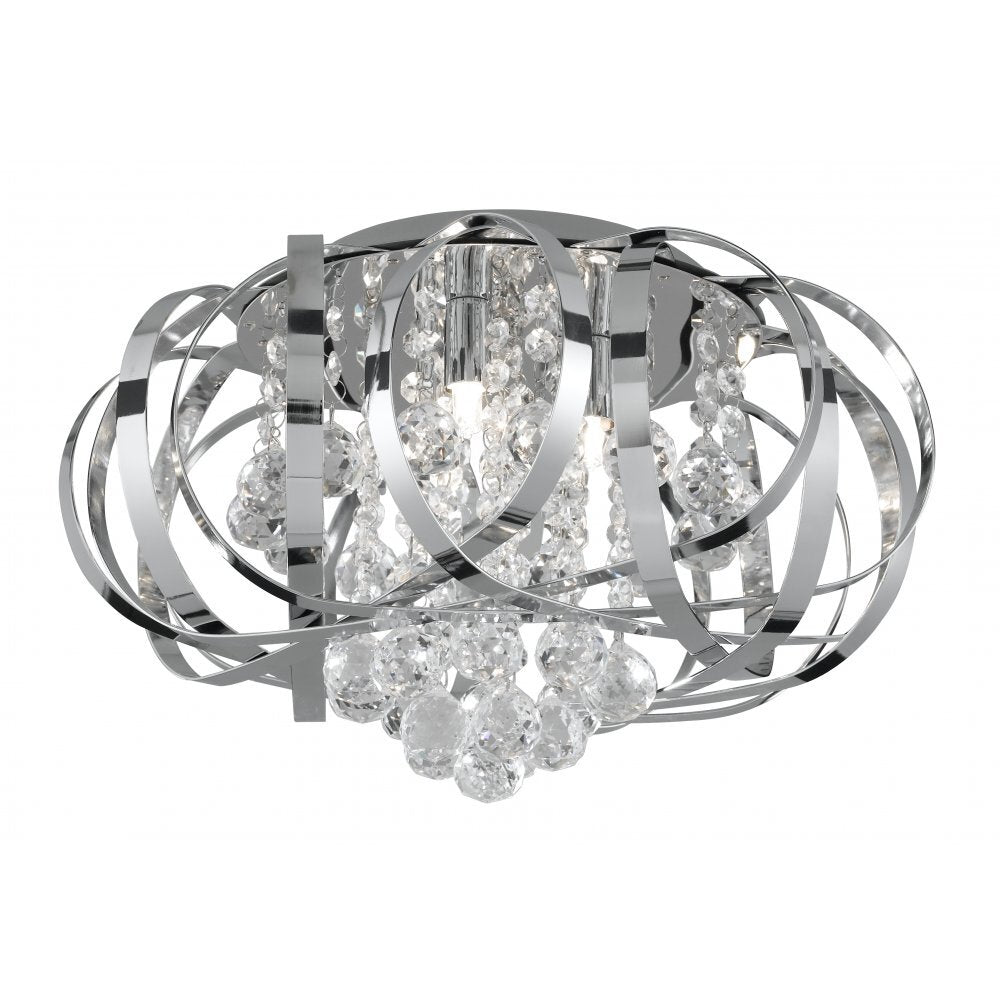Searchlight 5973-3CC Tilly Chrome 3 Light Flush Fitting - Clear Glass Balls