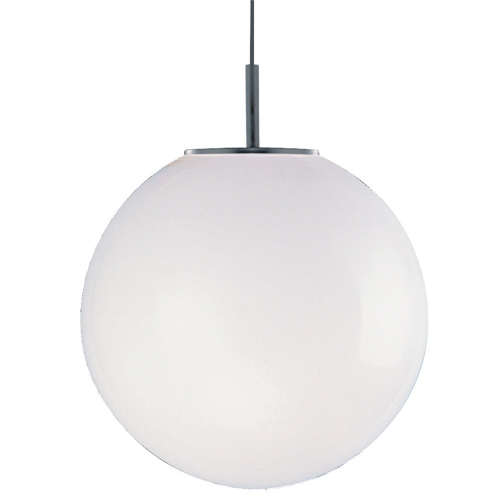 Searchlight 6066 Atom - 1 Light Pendant (dia 25cm) Satin Silver Opal Glass