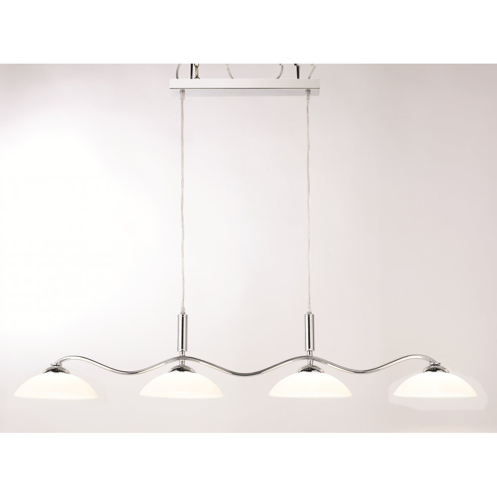 Searchlight 6184-4CC Bar Light Pendant 4 Light Chrome Frosted Glass Shades