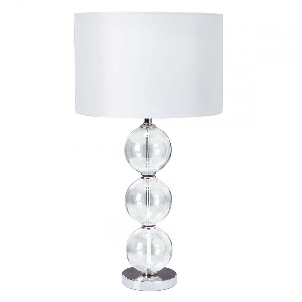 Searchlight 6194CC-1 Table Lamp (single) - Clear Glass Ball Stacked Base White Shade
