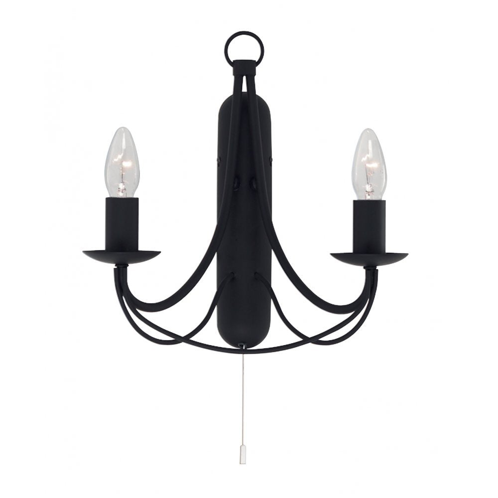 Searchlight 6342-2BK Maypole 2 Light Black Wall Light