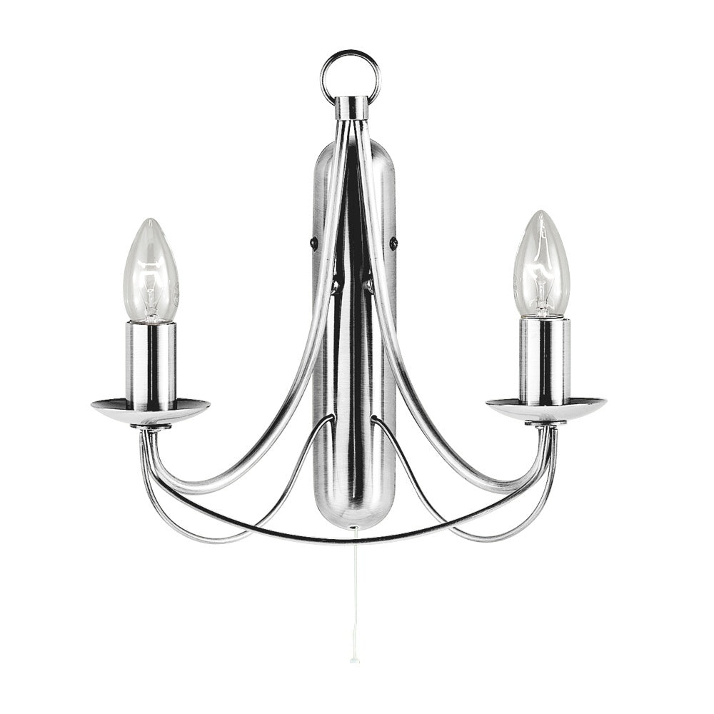 Searchlight 6342-2SS Maypole 2 Light Satin Silver Wall Light