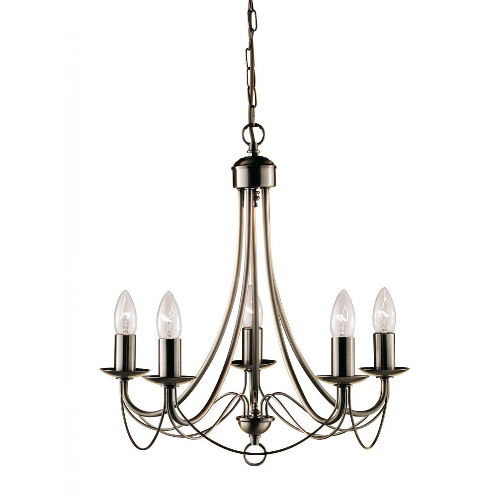 Searchlight 6345-5AB | Maypole 5 Light Chandelier | Antique Brass