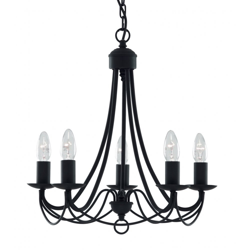 Searchlight 6345-5BK Maypole 5 Light Matt Black Fitting