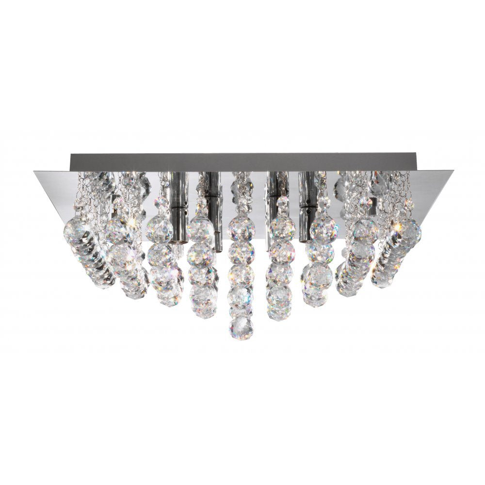 Searchlight 6406-6CC Hanna 6 Light Chrome Square Flush-crystal Balls