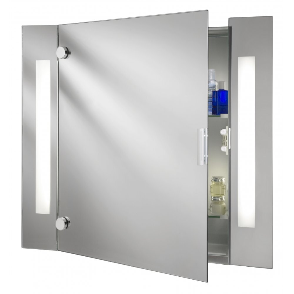 Searchlight 6560 Bathroom Light - Illuminated Mirror Glass Cabinet - 2 Light Shaver Socket