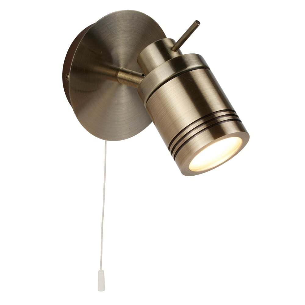 Searchlight 6601AB Samson 1 Light Ip44 Bathroom Spot Wall Bracket Antique Brass