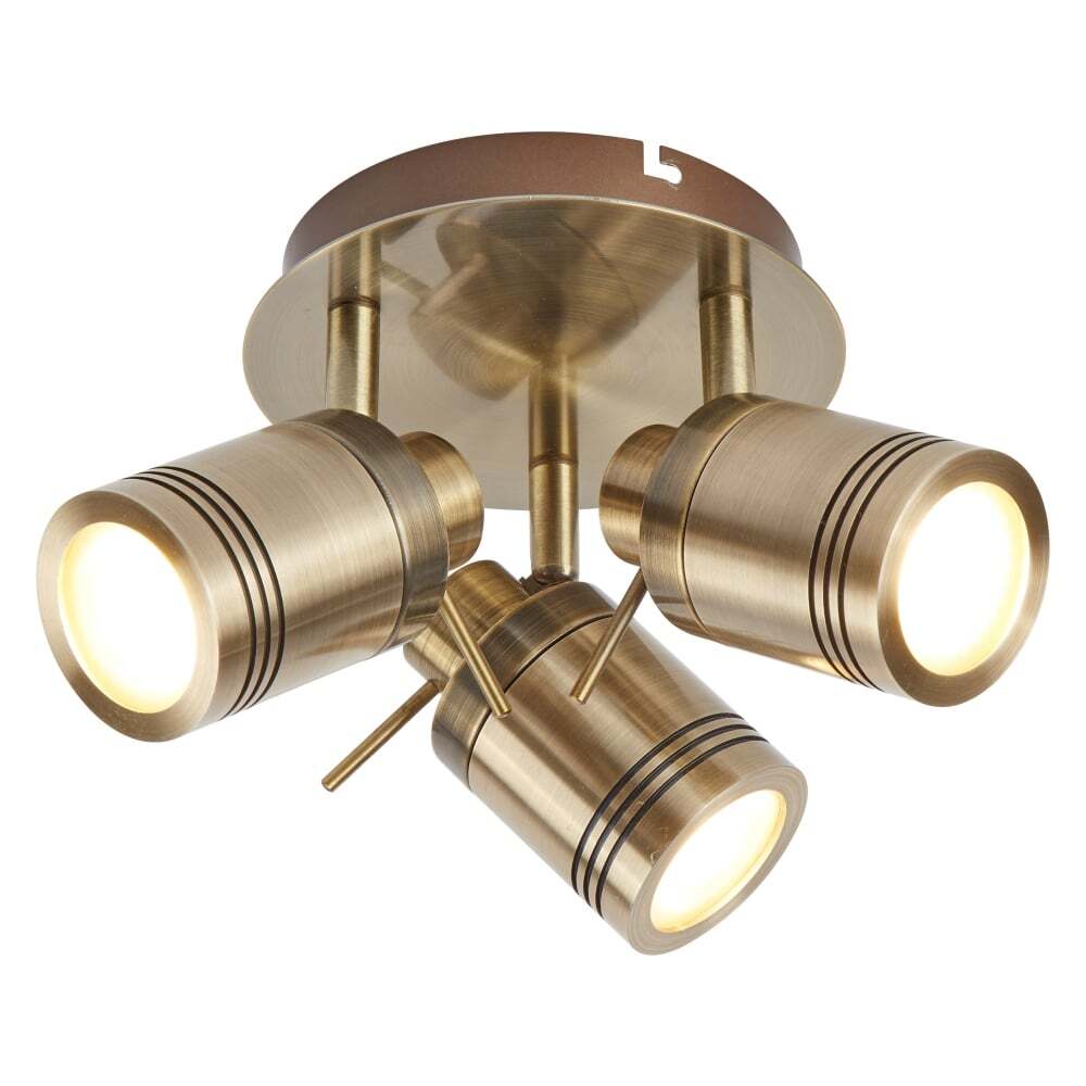 Searchlight 6603AB Samson 3 Light Ip44 Bathroom Spot Plate Antique Brass