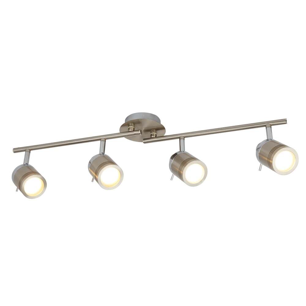 Searchlight 6604SS | Samson Satin Silver | 4-Light IP44 Bathroom Spot Split-Bar