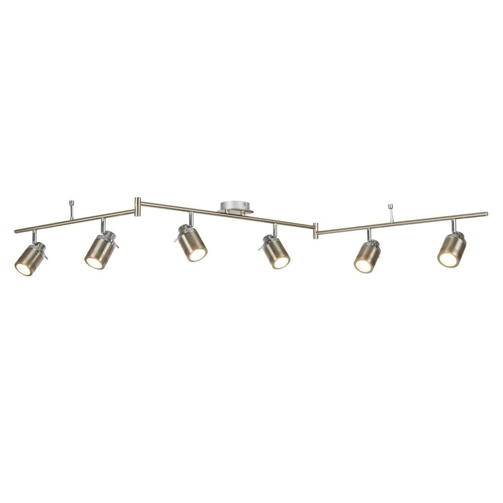 Searchlight 6606SS Samson 6 Light Ip44 Bathroom Spot Split-bar Satin Silver
