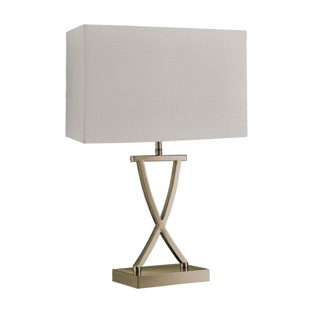 Searchlight 7923AB Club Table Lamp Antique Brass Cream Rectangle Shade