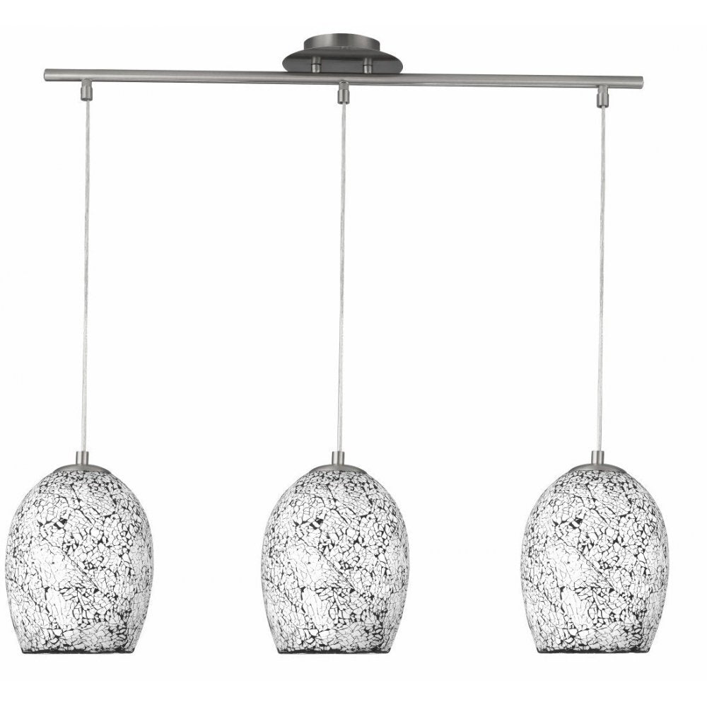 Searchlight 8069-3WH Crackle - 3 Light White Glass Pendant