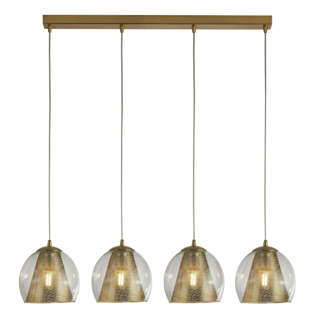 Searchlight 8274-4SB Conio 4 Light Pendant Satin Brass And Clear Glass