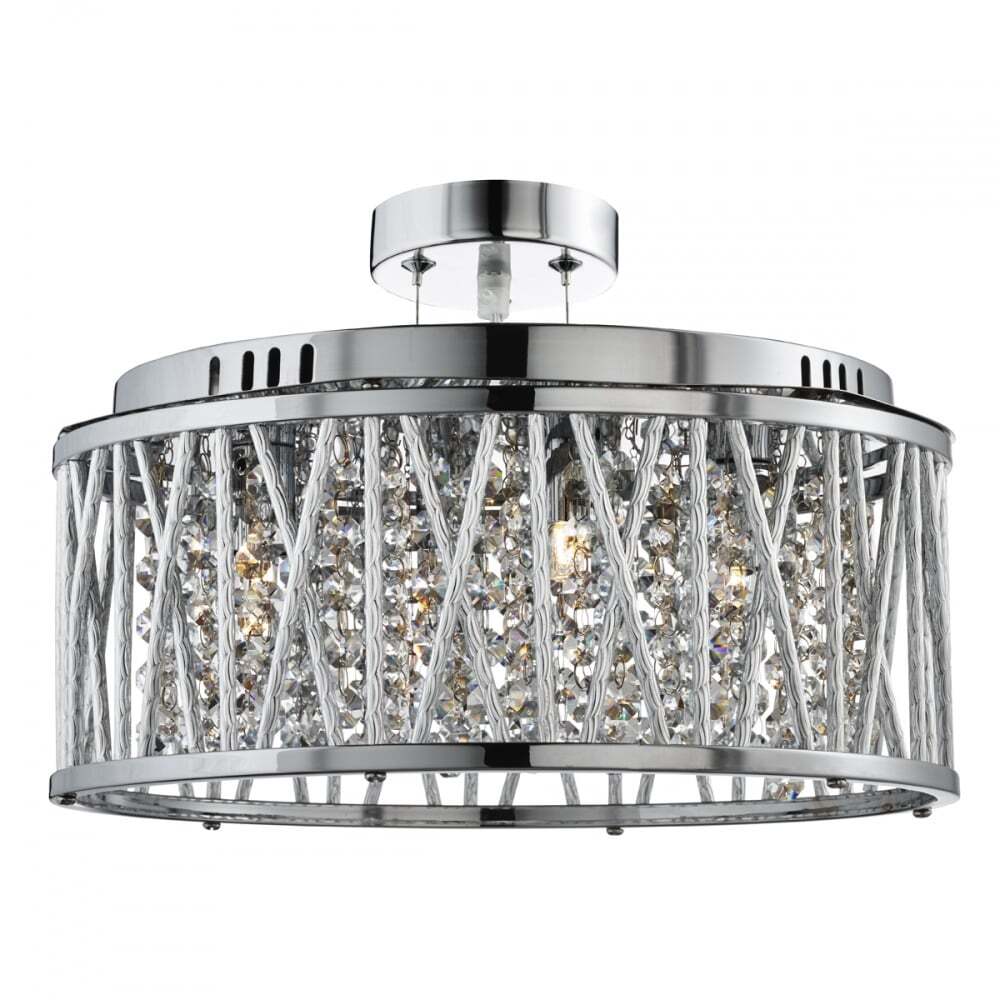 Searchlight 8335-5CC Elise 5 Light Ceiling Flush/Pendant Chrome Clear Crystal
